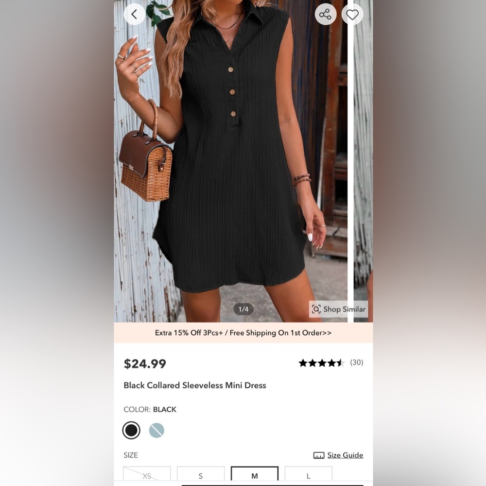 Black Sleeveless Ribbed Dress
